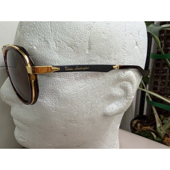 Tonino Lamborghini Vintage Aviator Sunglasses Gold Tortoise Mesh Bridge TL605S03 main image 9